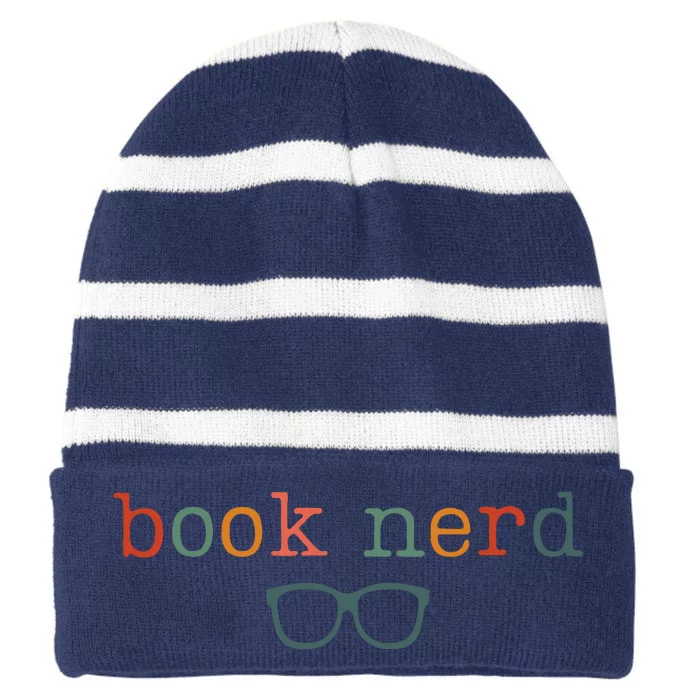 Book Nerd Funny Bookish Striped Beanie with Solid Band