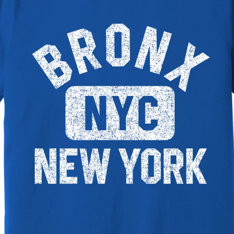 Bronx Nyc Gym Style Distressed White Print Gift Premium T-Shirt