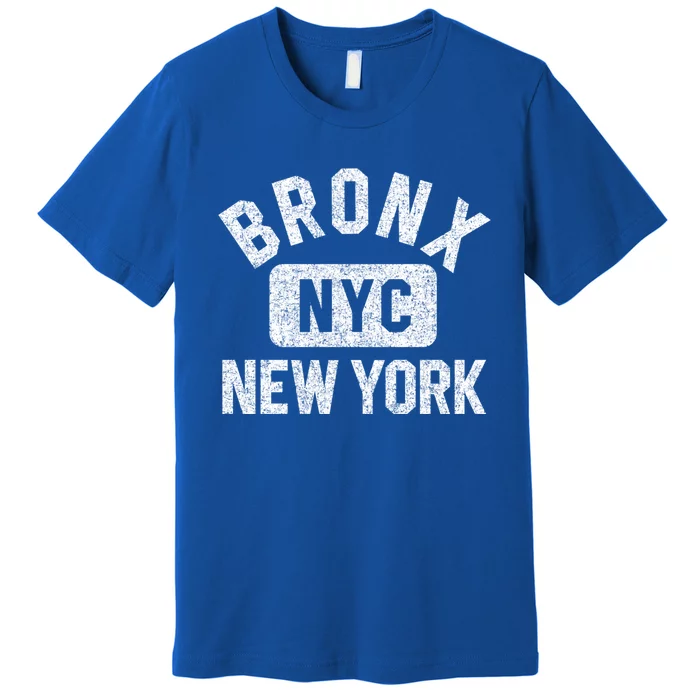 Bronx Nyc Gym Style Distressed White Print Gift Premium T-Shirt