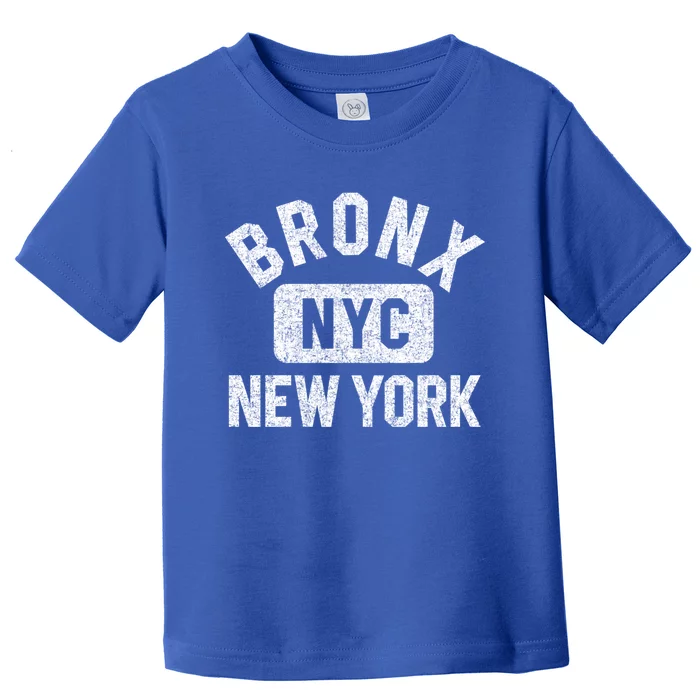 Bronx Nyc Gym Style Distressed White Print Gift Toddler T-Shirt