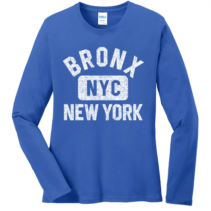 Bronx Nyc Gym Style Distressed White Print Gift Ladies Long Sleeve Shirt