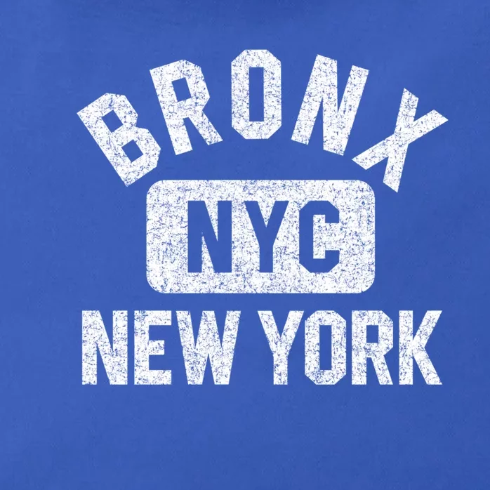 Bronx Nyc Gym Style Distressed White Print Gift Zip Tote Bag