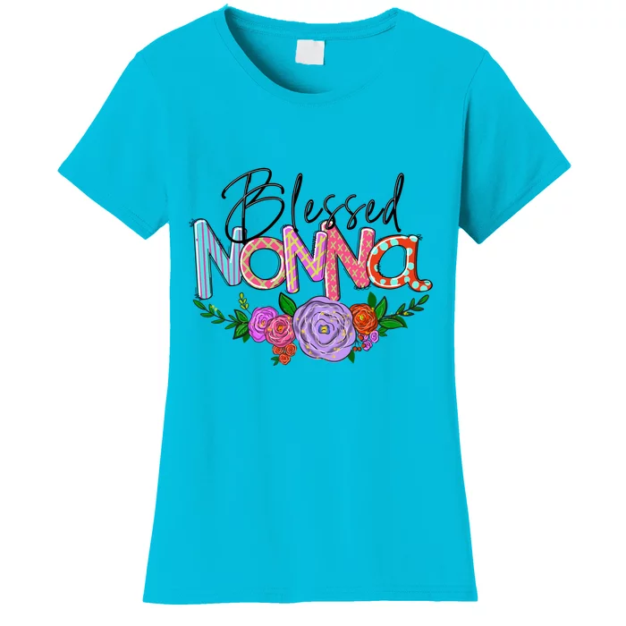 Blessed Nonna Graphic First Time Grandma Shirt Plus Size Shirts For Girl Mom Son Women's T-Shirt