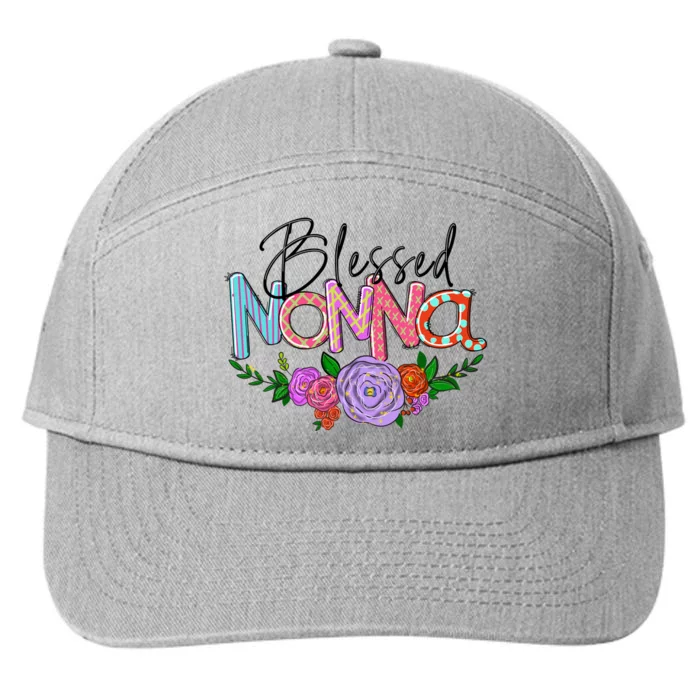 Blessed Nonna Graphic First Time Grandma Shirt Plus Size Shirts For Girl Mom Son 7-Panel Snapback Hat