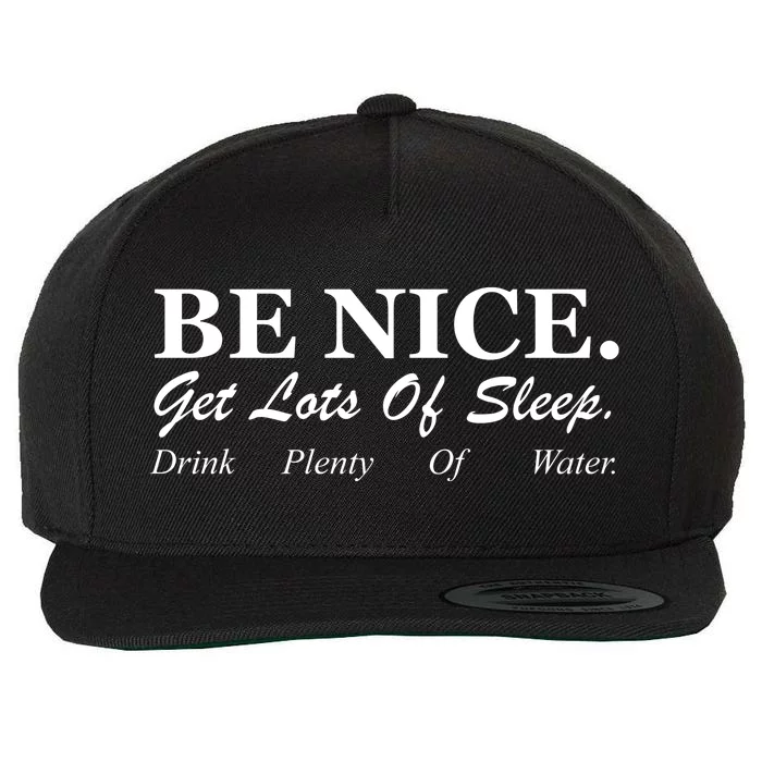 Be Nice Get Lots Of Sleep Drink Plenty Of Water Wool Snapback Cap