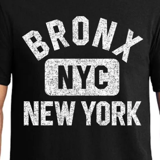 Bronx Nyc Gym Style Distressed White Print Gift Pajama Set