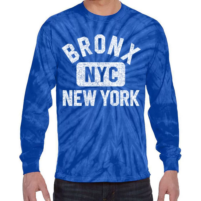 Bronx Nyc Gym Style Distressed White Print Gift Tie-Dye Long Sleeve Shirt