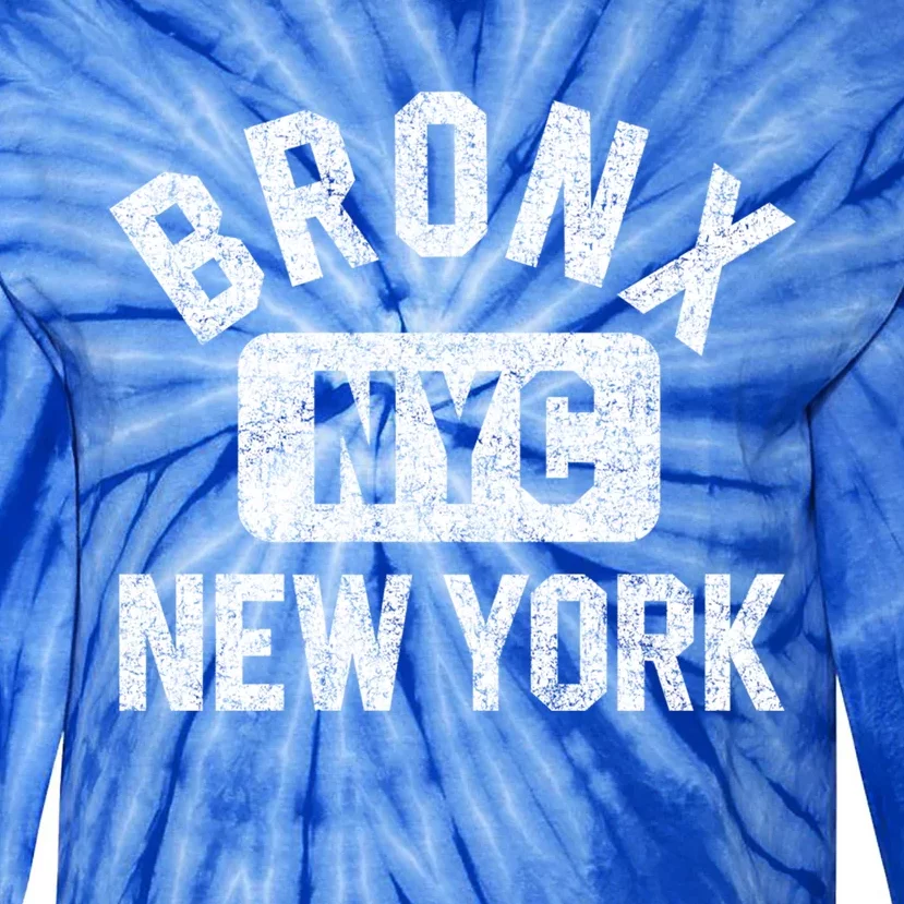 Bronx Nyc Gym Style Distressed White Print Gift Tie-Dye Long Sleeve Shirt