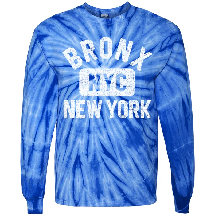 Bronx Nyc Gym Style Distressed White Print Gift Tie-Dye Long Sleeve Shirt