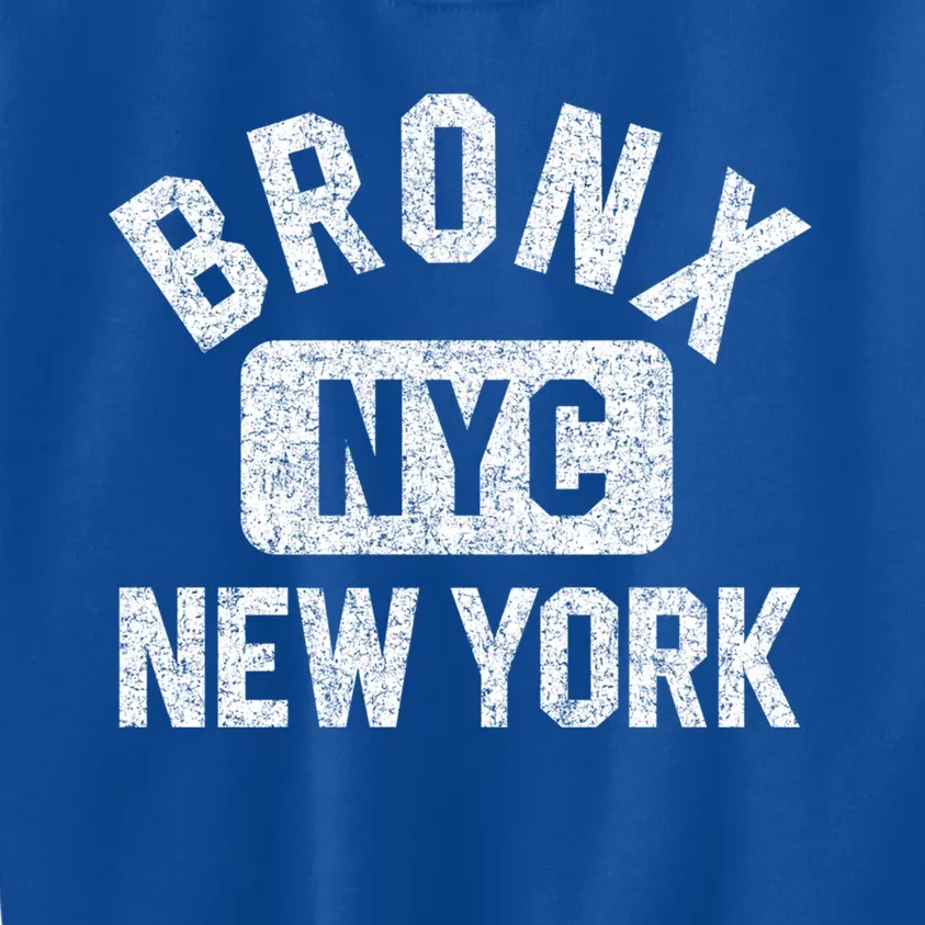 Bronx Nyc Gym Style Distressed White Print Gift Kids Sweatshirt