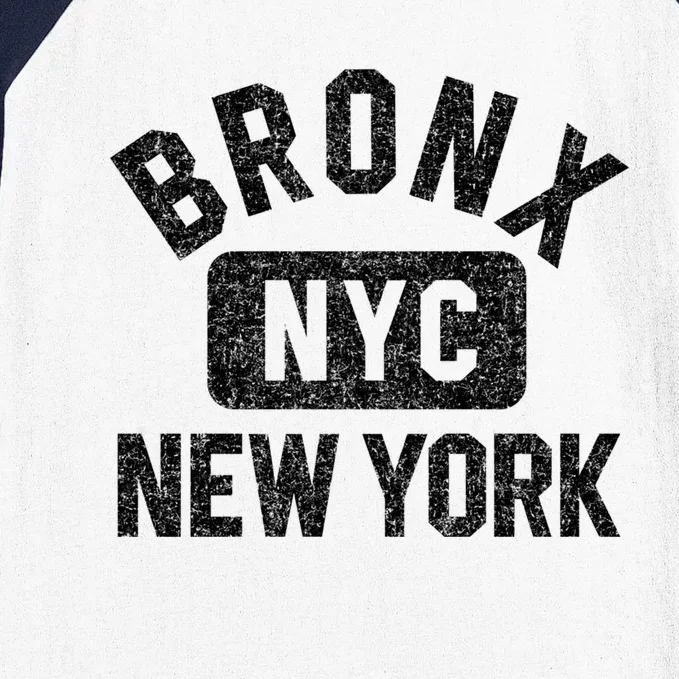 Bronx Nyc Gym Style Distressed White Print Gift Baseball Sleeve Shirt