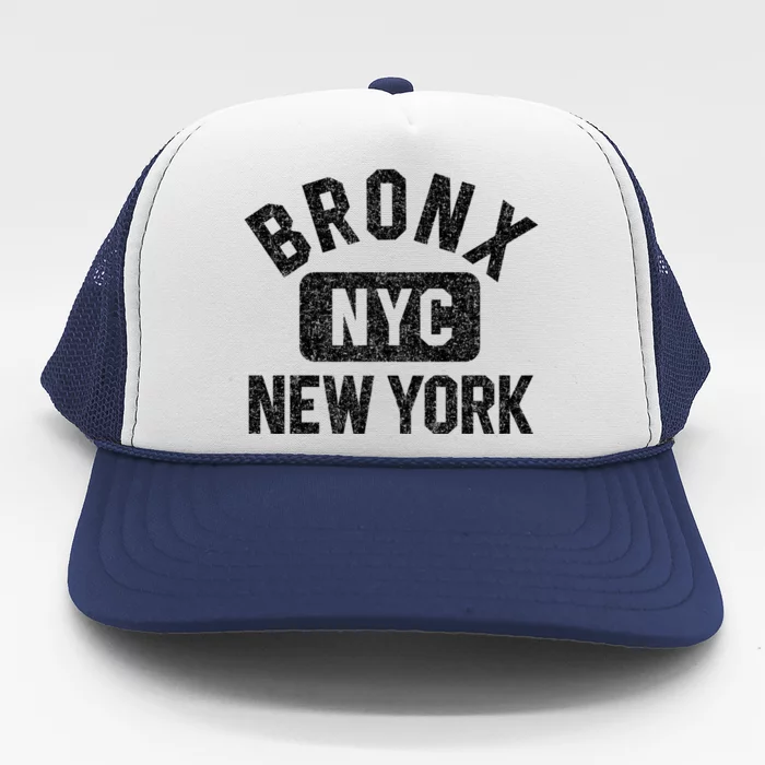 Bronx Nyc Gym Style Distressed White Print Gift Trucker Hat