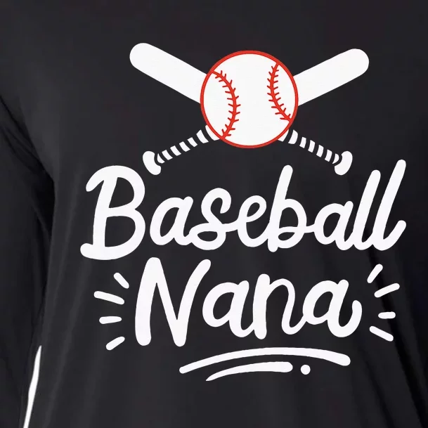 Baseball Nana Grandma Grandmother Cooling Performance Long Sleeve Crew