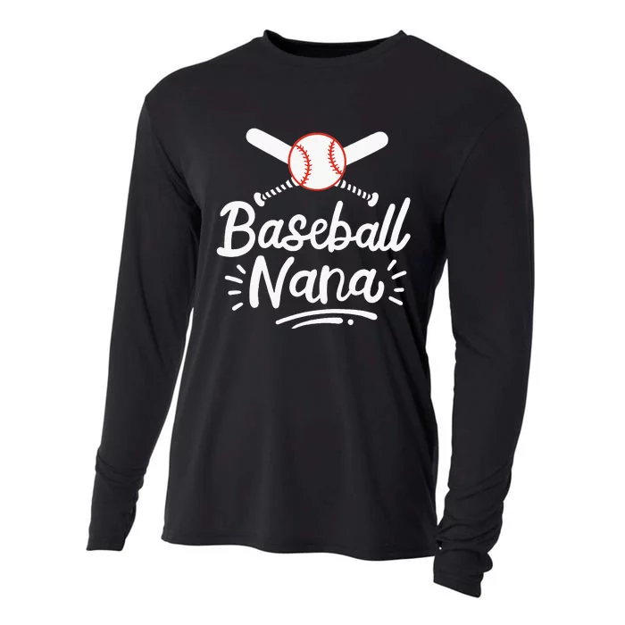 Baseball Nana Grandma Grandmother Cooling Performance Long Sleeve Crew