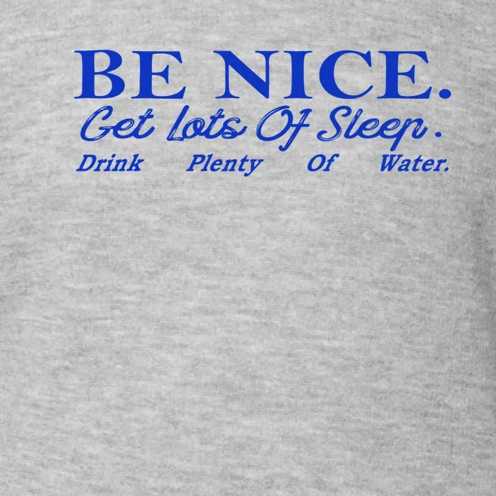 Be Nice Get Lots Of Sleep Drink Plenty Of Water Inspired Toddler Sweatshirt