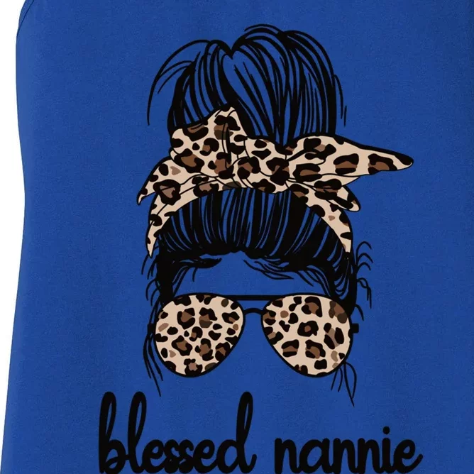 Blessed Nannie Grandma Messy Bun Nannie Grandmother Gift Women's Racerback Tank