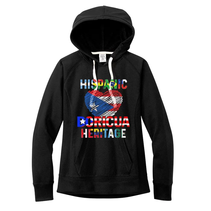 Boricua National Hispanic Heritage Month Puerto Rico Flag Women's Fleece Hoodie