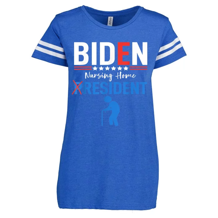 Biden Nursing Home Resident Funny Anti Joe Biden Trump Enza Ladies Jersey Football T-Shirt