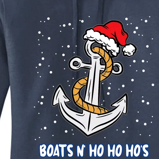 Boats N Ho Ho Hos Christmas Pajama Funny Humor X Mas Boating Gift Women's Pullover Hoodie