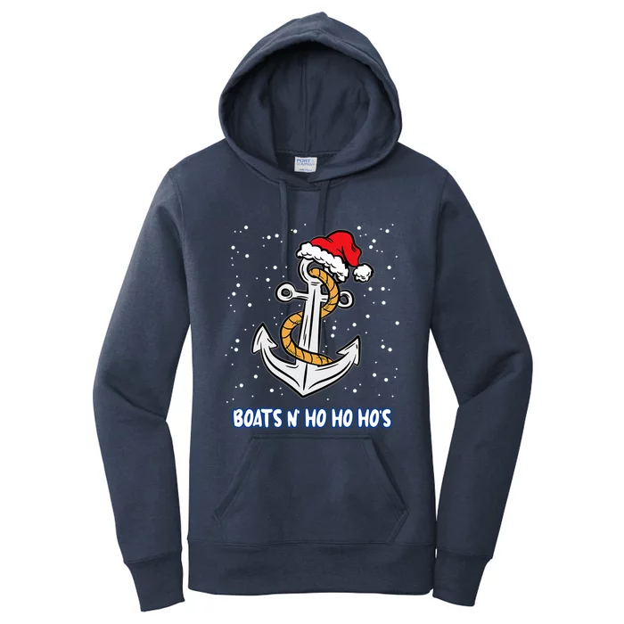 Boats N Ho Ho Hos Christmas Pajama Funny Humor X Mas Boating Gift Women's Pullover Hoodie