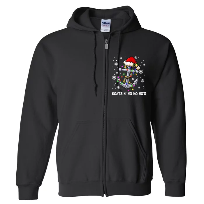 Boats N Ho Ho Hos Christmas Pajama Funny Humor X Mas Boating Full Zip Hoodie