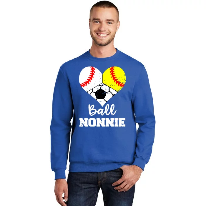 Ball Nonnie Heart Funny Softball Baseball Soccer Nonnie Gift Sweatshirt