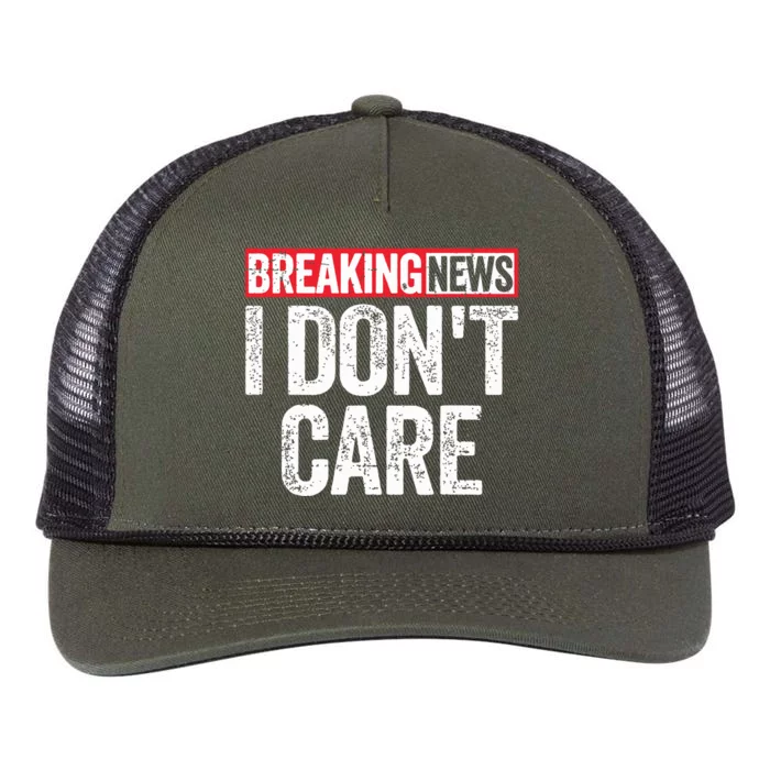 Breaking News I Dont Care Retro Rope Trucker Hat Cap