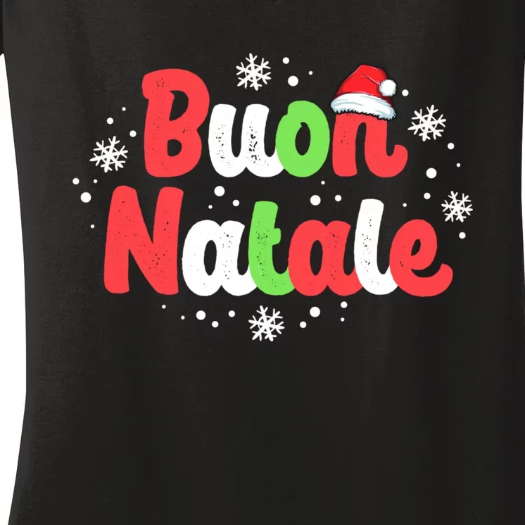 Buon Natale Italy Pride Xmas Holiday Italian Christmas Women's V-Neck T-Shirt