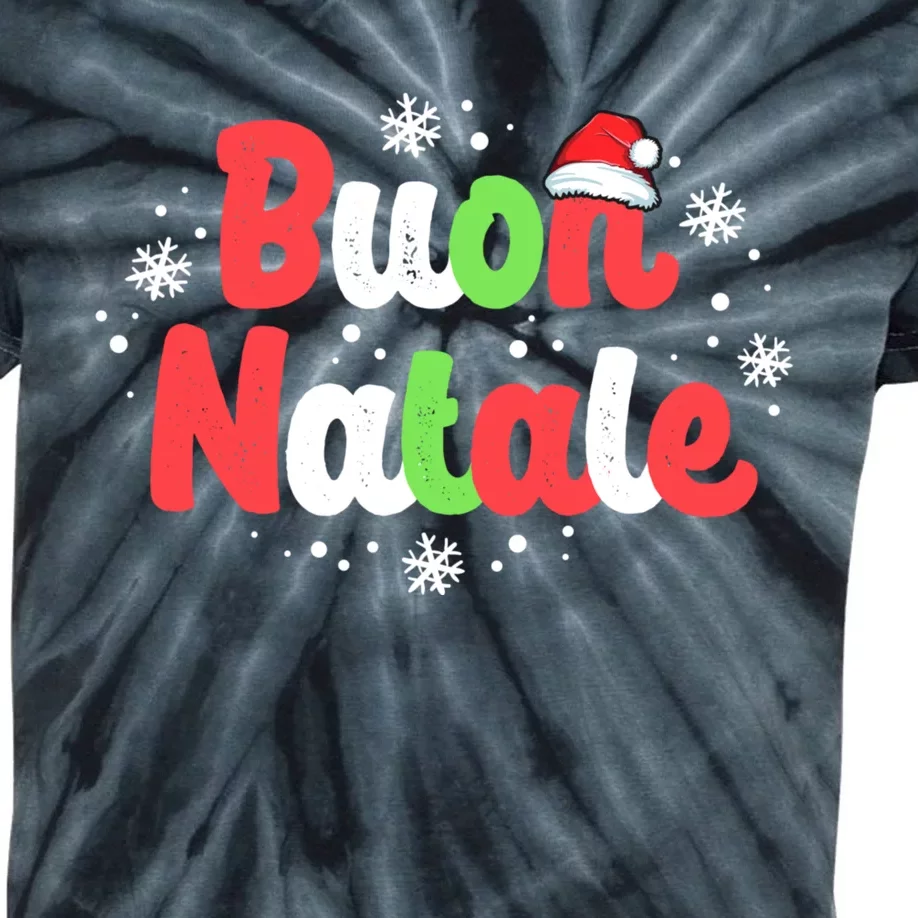 Buon Natale Italy Pride Xmas Holiday Italian Christmas Kids Tie-Dye T-Shirt