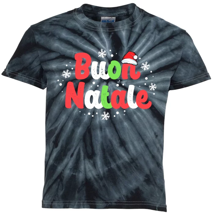 Buon Natale Italy Pride Xmas Holiday Italian Christmas Kids Tie-Dye T-Shirt