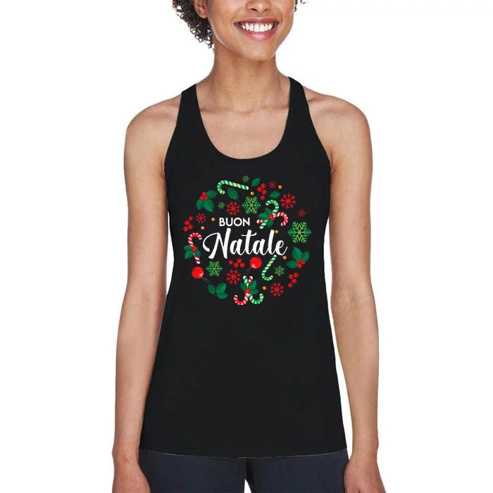 Buon Natale Italian Merry Christmas Holiday Greeting Xmas Women's Racerback Tank