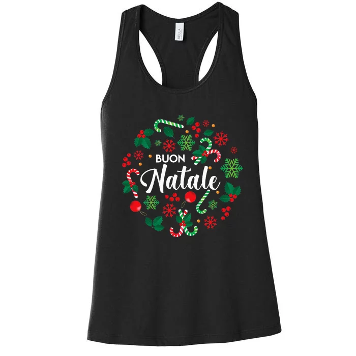 Buon Natale Italian Merry Christmas Holiday Greeting Xmas Women's Racerback Tank