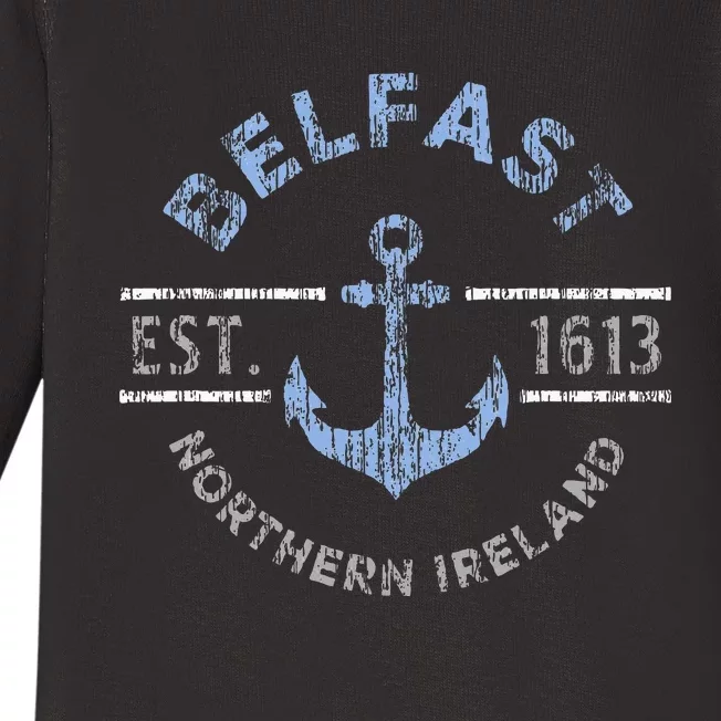 Belfast Northern Ireland Anchor Established 1613 Baby Long Sleeve Bodysuit