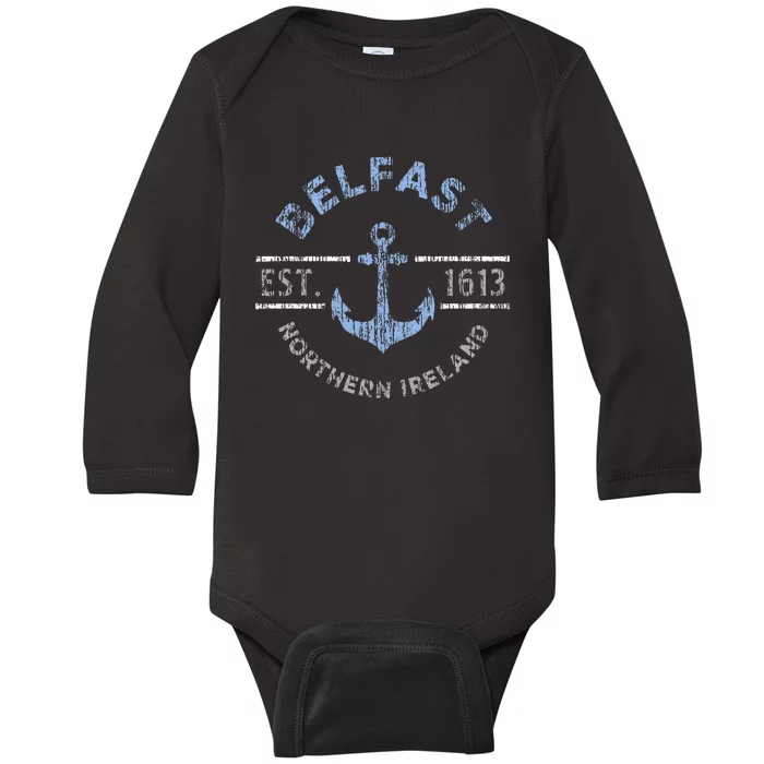 Belfast Northern Ireland Anchor Established 1613 Baby Long Sleeve Bodysuit