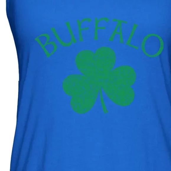 Buffalo Ny Irish Shamrock Distressed Green Print Meaningful Gift Ladies Essential Flowy Tank