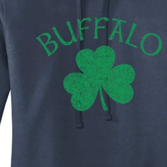 Buffalo Ny Irish Shamrock Distressed Green Print Meaningful Gift Women's Pullover Hoodie