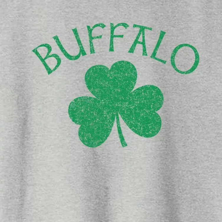 Buffalo Ny Irish Shamrock Distressed Green Print Meaningful Gift Women's Crop Top Tee