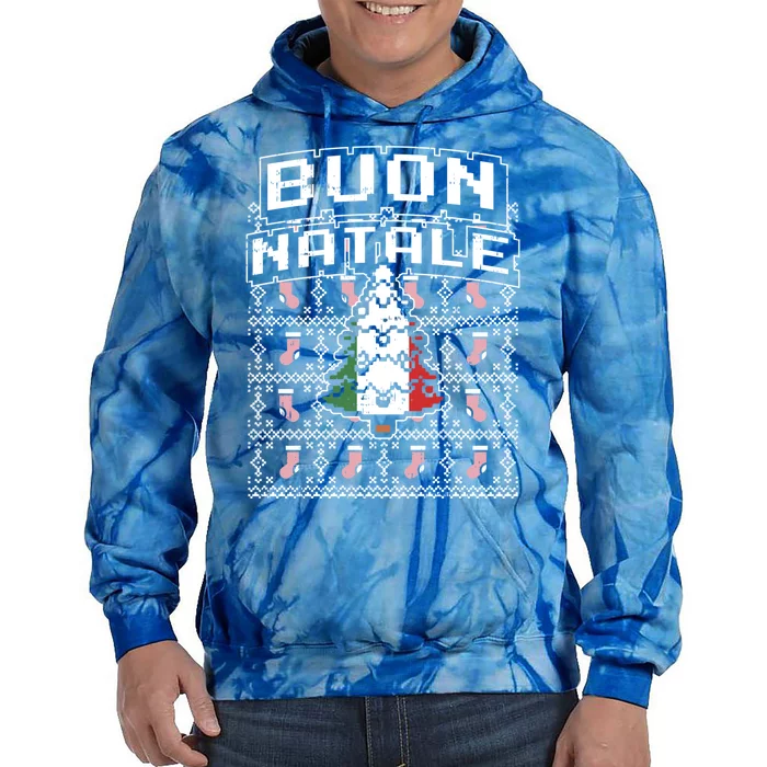 Buon Natale Italian Ugly Christmas Tree Italy Gift Tie Dye Hoodie