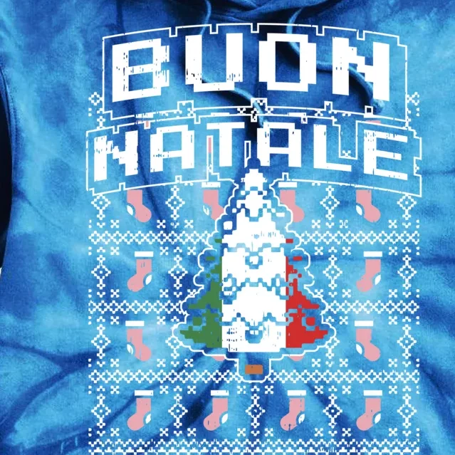 Buon Natale Italian Ugly Christmas Tree Italy Gift Tie Dye Hoodie