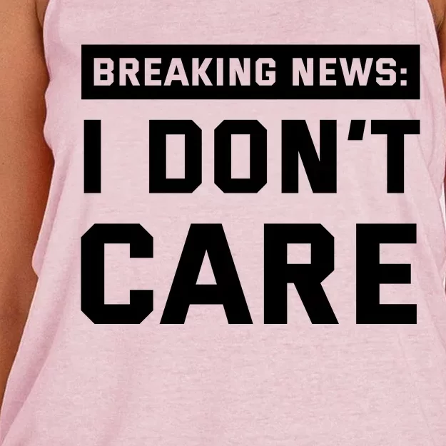 Breaking News I Dont Care Women's Knotted Racerback Tank