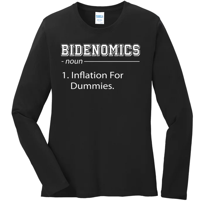 Bidenomics Noun Inflation For Dummies Funny Anti Joe Biden Ladies Long Sleeve Shirt