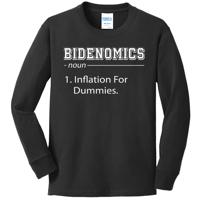 Bidenomics Noun Inflation For Dummies Funny Anti Joe Biden Kids Long Sleeve Shirt