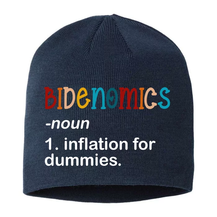 Bidenomics Noun Inflation For Dummies Funny Joe Biden Political 8 1/2in Sustainable Knit Beanie