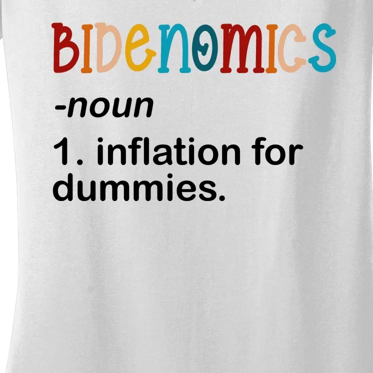 Bidenomics Noun Inflation For Dummies Funny Joe Biden Political Women's V-Neck T-Shirt