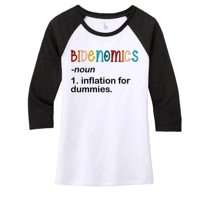 Bidenomics Noun Inflation For Dummies Funny Joe Biden Political Women's Tri-Blend 3/4-Sleeve Raglan Shirt