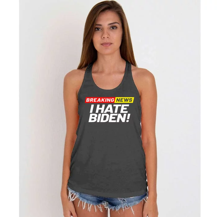 Breaking News I Don’t Care I Hate Joe Biden Sucks Women's Knotted Racerback Tank