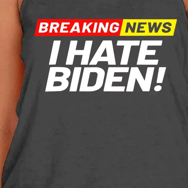 Breaking News I Don’t Care I Hate Joe Biden Sucks Women's Knotted Racerback Tank