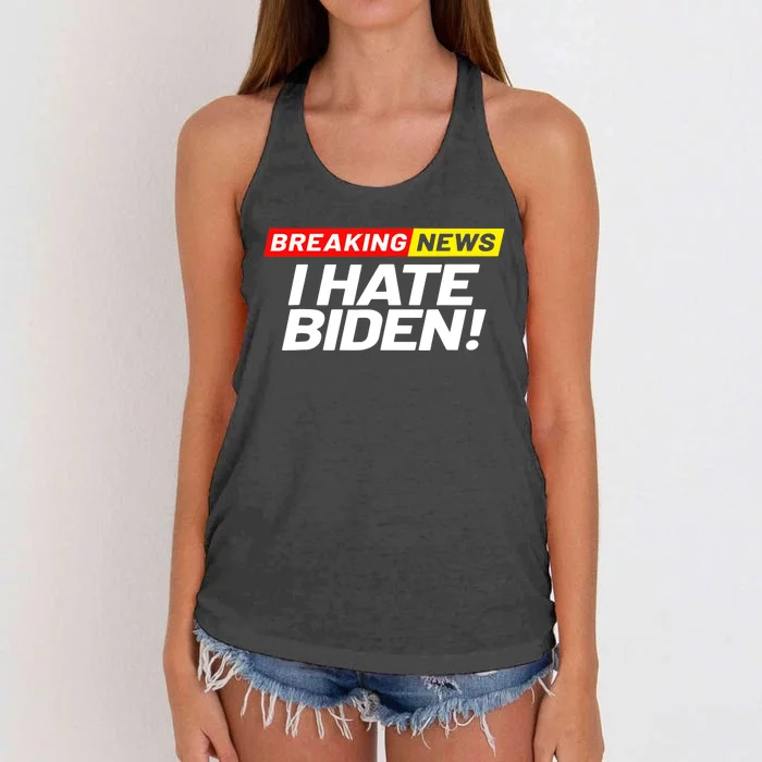 Breaking News I Don’t Care I Hate Joe Biden Sucks Women's Knotted Racerback Tank