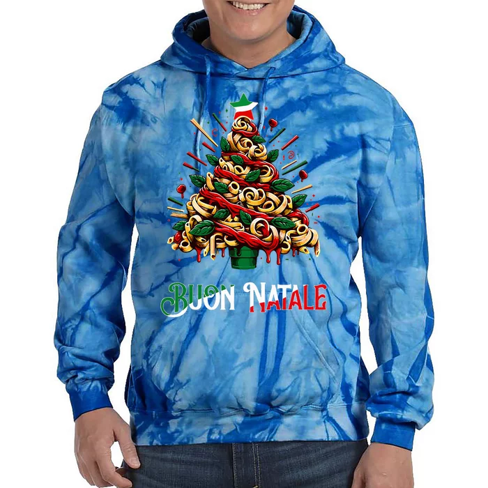 Buon Natale Italian Pasta Christmas Tree Xmas Tie Dye Hoodie