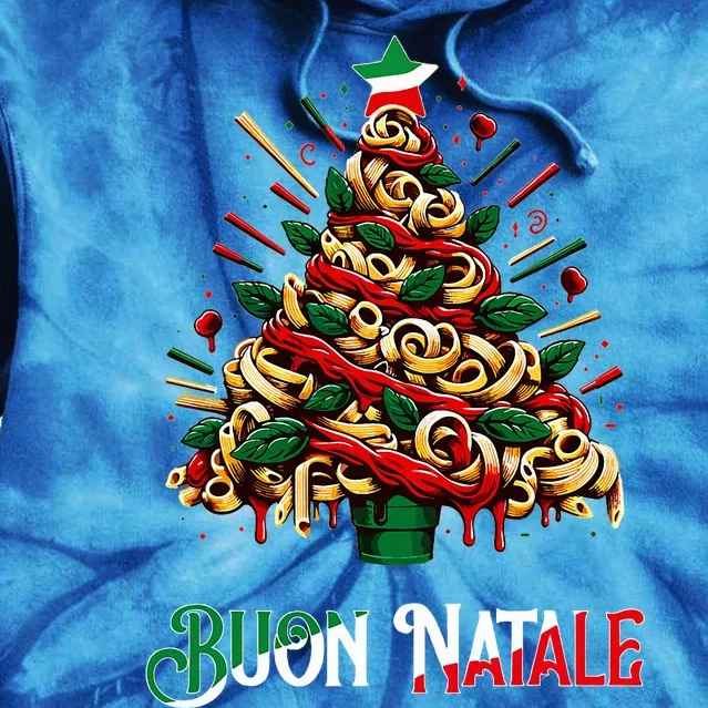 Buon Natale Italian Pasta Christmas Tree Xmas Tie Dye Hoodie